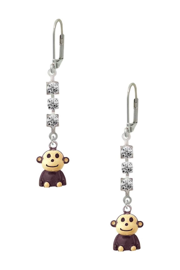 Resin Monkey Crystal Madison Leverback Earrings