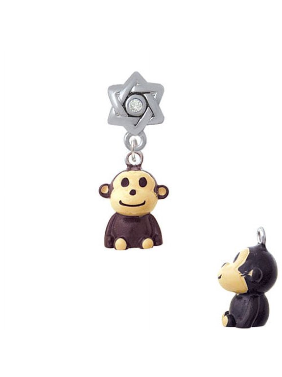 Resin Monkey - Star of David with Clear Crystal Charm Bead