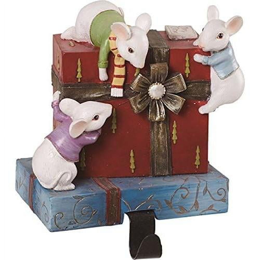Resin Mouse With Gift Box Stocking Holder Set/2