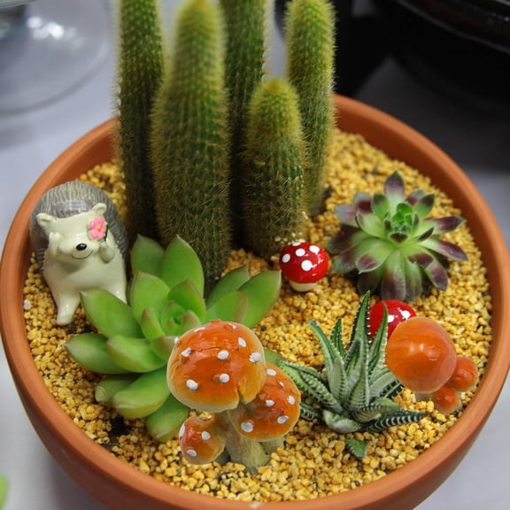 Resin Mushroom Miniature Fairy Garden Decoration Accessories Sculptures Statues, Yard Decor for Outside Gnomes Outdoor Decor for Patio Zen Garden