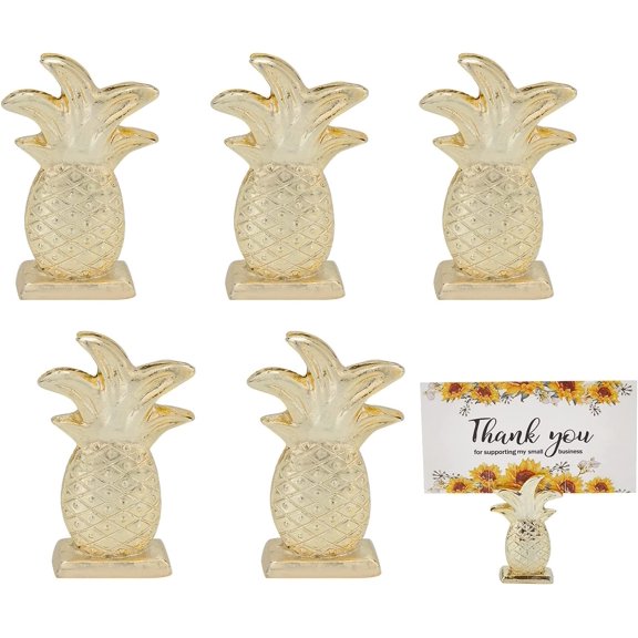 Resin Name Card Clip Message Note Photo Stand Holder Pineapple for Wedding Decoration Light Goldenrod Yellow 20x11x52mm