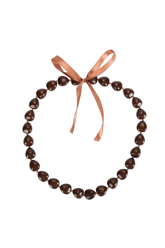 Resin Nut Necklace Good Luck Symbol Kukui Nut Lei Necklace with Ribbon Bow for Graduation Gift
