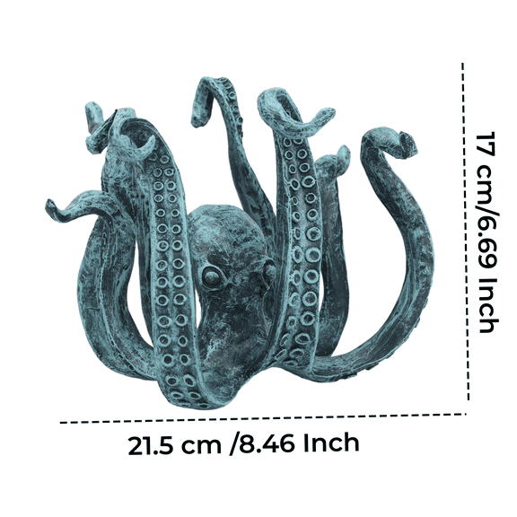 Resin Octopus Statue Octopodes Home Desktop Ornaments Funny Garden Resin Ocean Animal Figurine,Bronze-colored Octopus