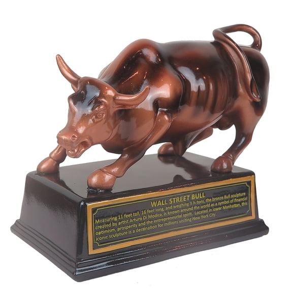 Official Licensed Bronze Wall Street Bull Stock Market NYC Figurine Statue with Base (Small 3.5')
