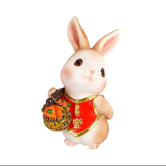 Resin Ornaments Mini Figurine Durable Spring Festival Gift Creative Chinese New Year Decoration Rabbit Decor