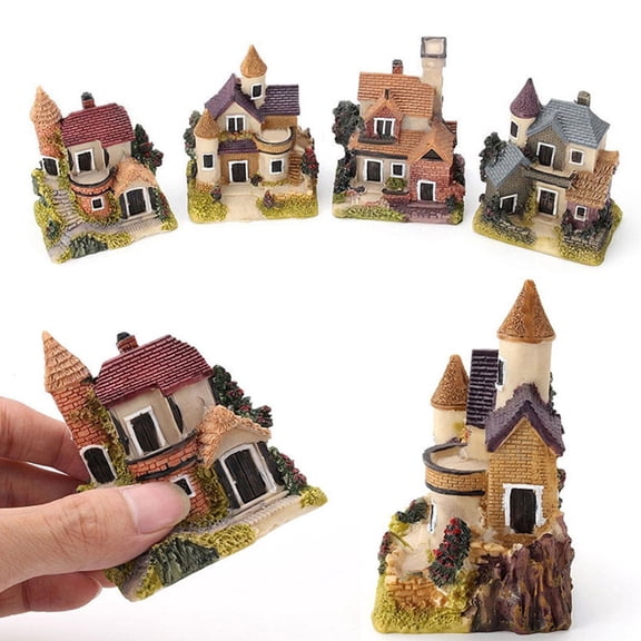 Resin Ornaments Of European-Style Country Houses And Villas (Random Design)/ Miniature Fairy House Fairy Garden Home Decoration Resin Craft Decor