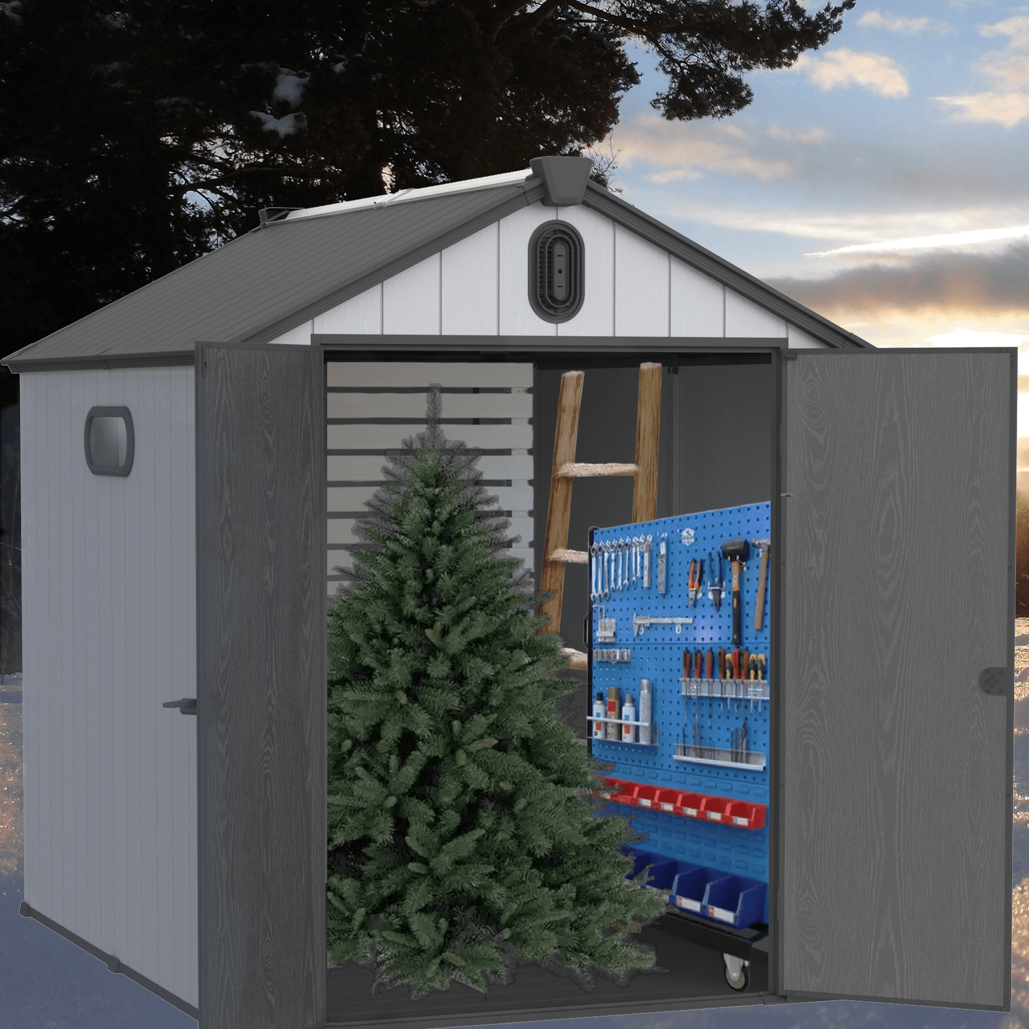 Resin Outdoor Storage Sheds with Floor, Durable Garden Storage Shed ...