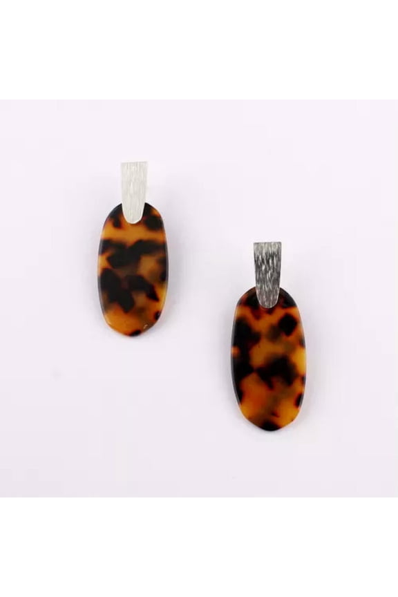 Resin Oval Turquoise Stone Leopard Geometric Dangle Earrings Women Jewelry