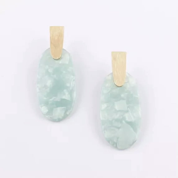 Resin Oval Turquoise Stone Leopard Geometric Dangle Earrings Women Jewelry