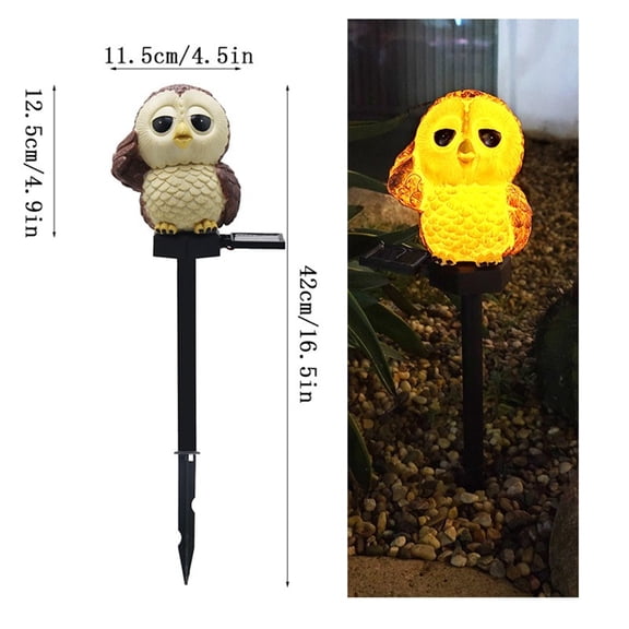 Resin Owl Solar LED Light with Stake Animal Figurine Statue Waterproof Light for Garden Walkway Courtyard Party Decoration