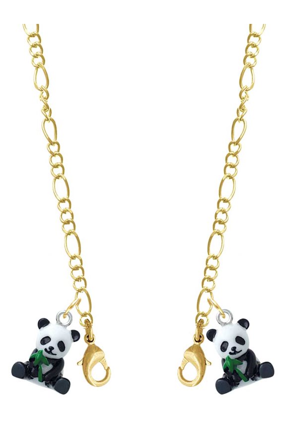 Resin Panda Bear Goldtone Face Mask Necklace
