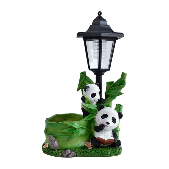 Resin Panda Statue Solar Garden Light Outdoor Decor For Patio Yard Balcony 32cm