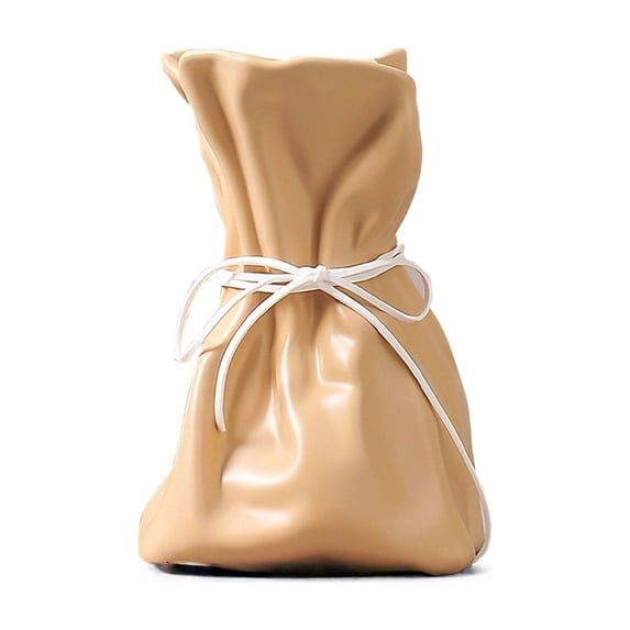 Resin Paper Bag Style Flower Vase, Boho Decorative Vase for Living Room Table Centerpiece, Modern Home Decor for Fresh & Faux Flowers