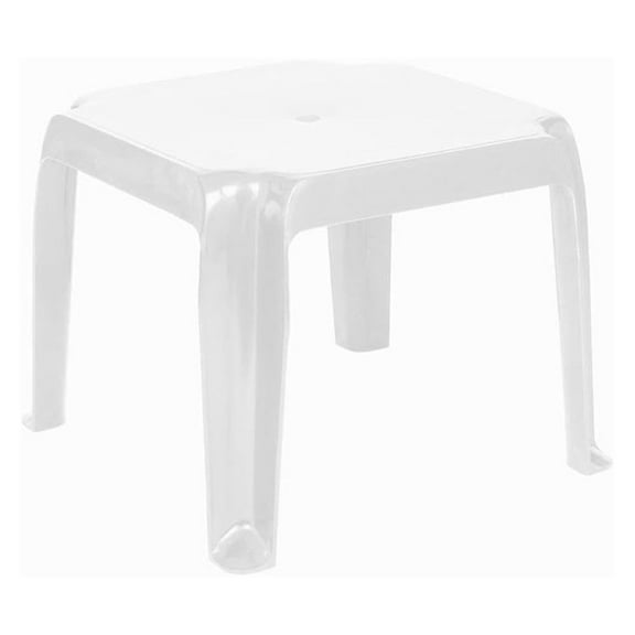 Resin Patio Side Tables Set of 2 - White Outdoor Side Table - Square Small Tables for Patio, Beach, Poolside - Lightweight, Stackable, Weather Resistant