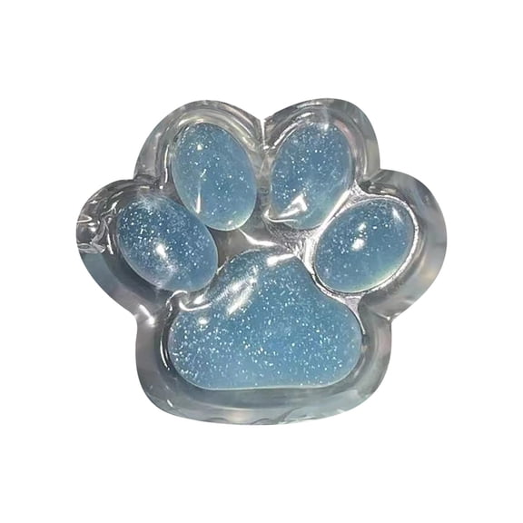 Resin Paw Print Shaped Paperweight Decorative Desk Ornament Glitter Embedded Design for Office or Home Display
