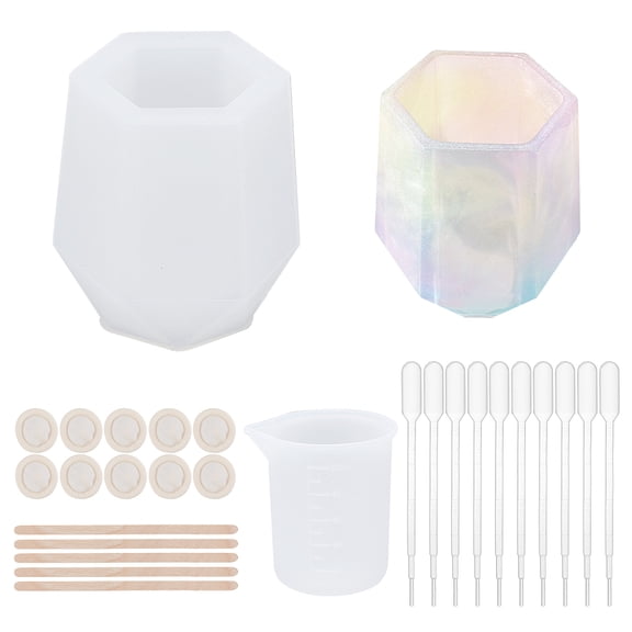 Resin Pen Holder Mould Set Silicone Craft Makeup Brush Holder Epoxy Pen Container Organizer Storage Cosmetics Casting Bottle Home Decor