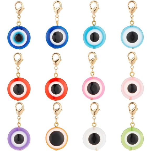 Resin Pendant Decoration Alloy Lobster Clasps Charm Clip-on Charm for Keychain Purse Backpack Ornament Flat Round with Mixed Color 40mm diy