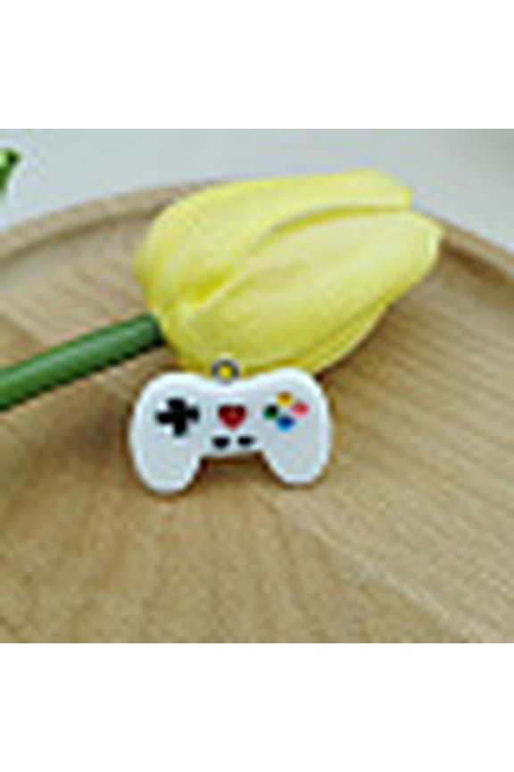 Resin Pendants with Platinum Plated Iron Loops Game Controller Charm White 20x28mm