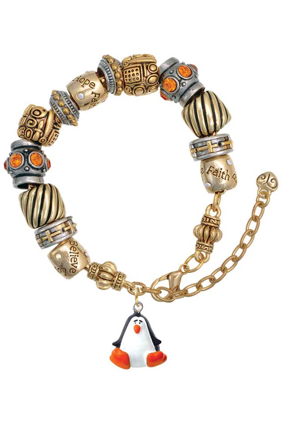 Resin Penguin Two Tone Christian Bead Bracelet