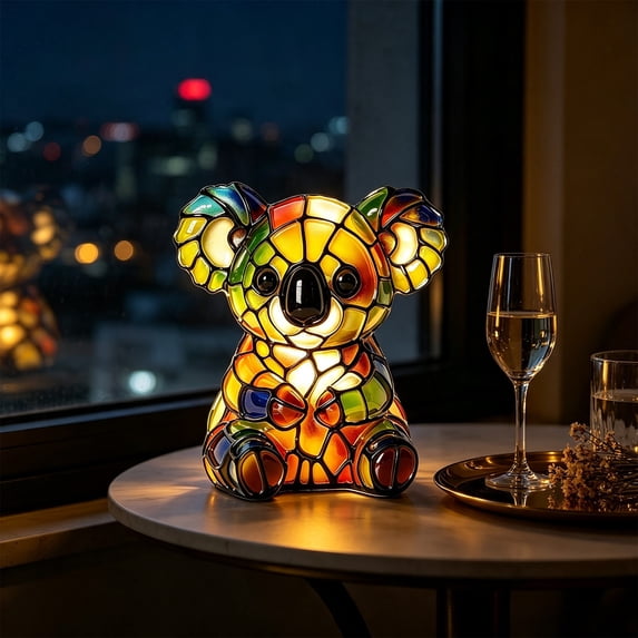 Resin Pet Table Lamp, Brightly Colored Animal Shape LED Night Light with USB Power Design, Decorative Desk Lamp for Bedroom Living Room Home Office Gift Decor, Koala