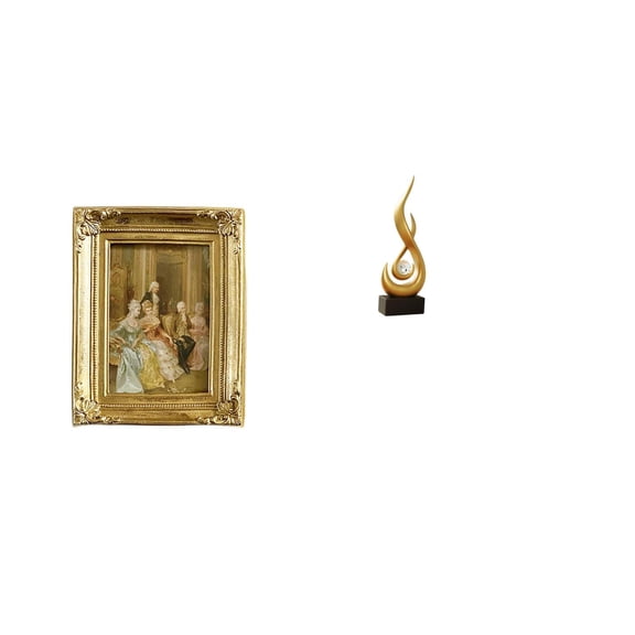 Resin Picture Frame Card Display Abstract Fire Statue Modern Aureate Material Suitable for Bedroom Office Living Room