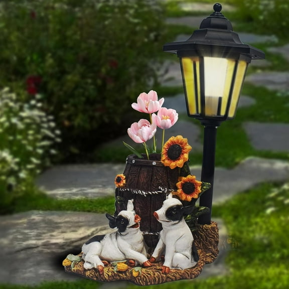 Resin Pig Statues - Solar Lights & Flowerpot, Funny Garden Decor, Perfect for Patio, Yard, Lawn & Balcony, Great Gift for Grandma & Mom
