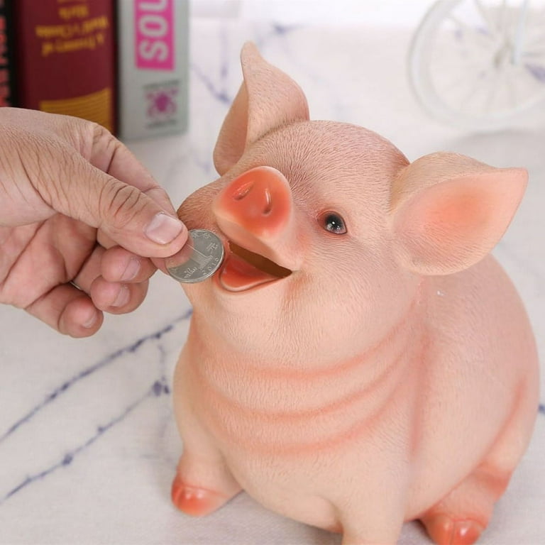 Resin Piggy Bank for Adults Must Break to Open Boys Money Box Coin Jar Pink Mini Safe for Kids Savings Bank for Adults