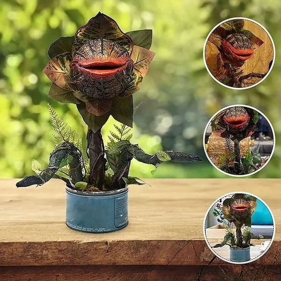 Resin Piranha Flower Sculpture Unique Garden Art for Patio Desk Shelf Decor Weird Aesthetic Home Accent with Hand Painted Details Vibrant Colors Indoor Outdoor Use Conversation Starter Eye Catching