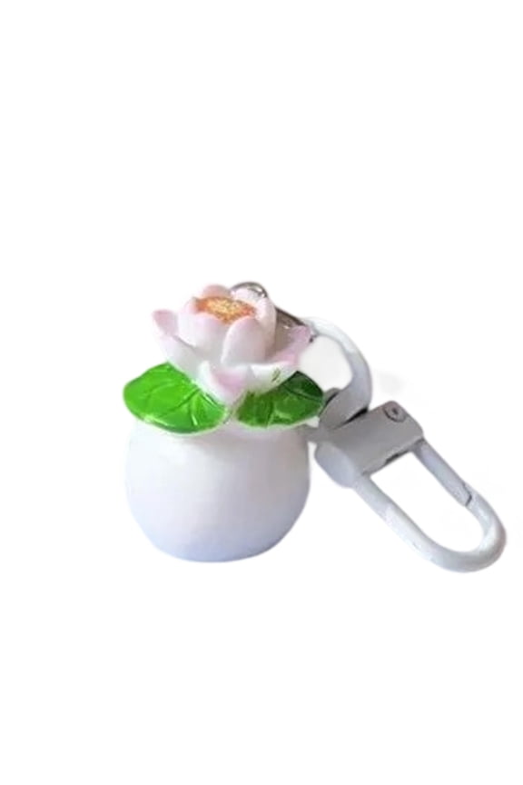 Resin Planter Keychain Featuring Realistic Floral Accents, Lightweight Keyring Decor For Everyday Use Or Giving