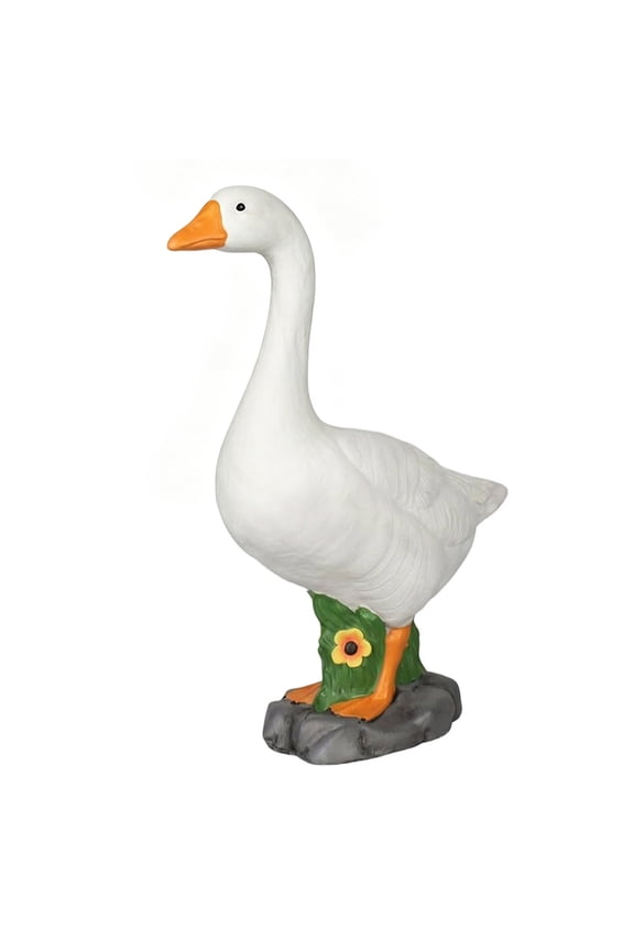 Resin Porch Goose Statue With Sand-Fillable Base Cowboy Hat And Neck Gaiter 14 Inches