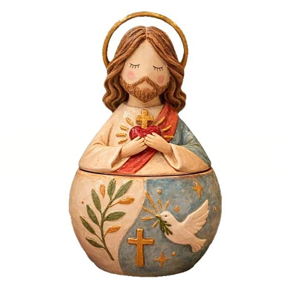 Resin Prayer Box With Mother Mary And Desktop Decor Holy Figurine Keepsake Box For Confirmation