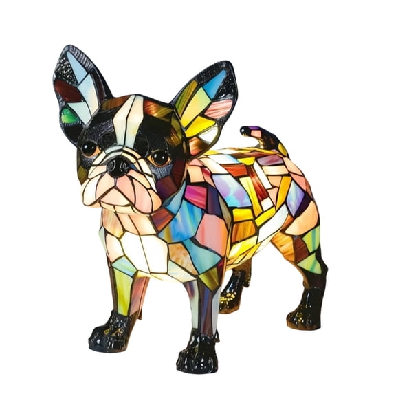 Resin Pug Lamp，Pug Lamp Stained Glass，Dog Series Art Night Light，Cute Pet Dog Themed Led with Warm Ambient Glow D