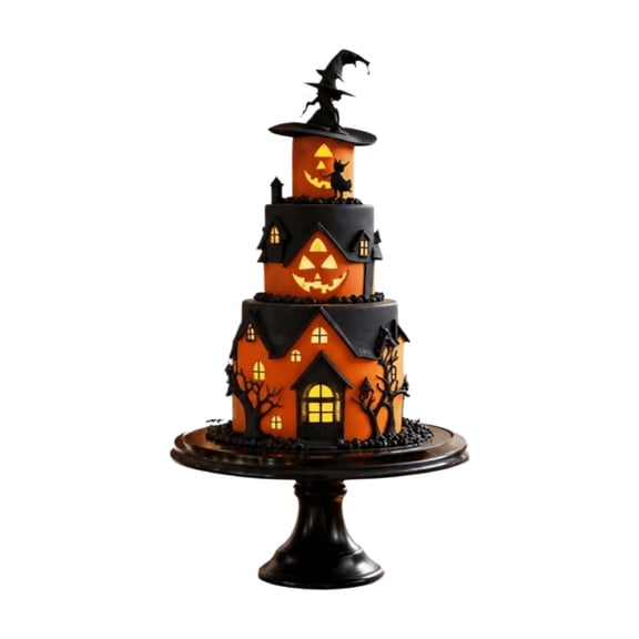 Resin Pumpkin Cake Decoration with Jack O Lantern Face, Halloween Dessert Topper for Cakes Cupcakes and Party Platters, 2.5 Inch