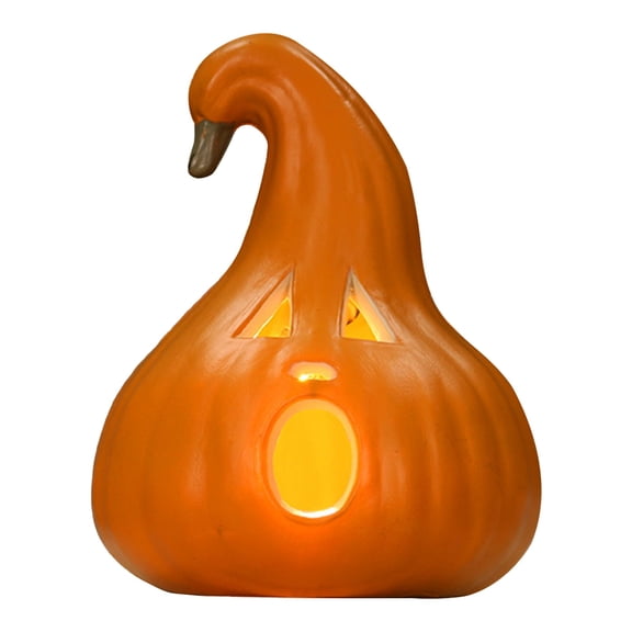 Resin Pumpkin LED Light - 14 Inch Open-Mouth Style AF - Glowing Jack-O'-Lantern Decor for Halloween or Thanksgiving Display