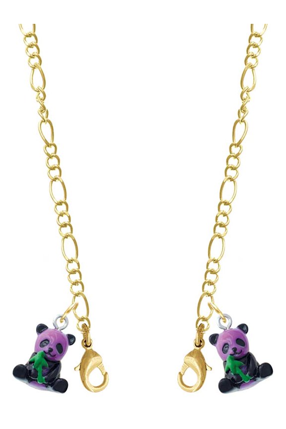 Resin Purple Panda Bear Goldtone Face Mask Necklace