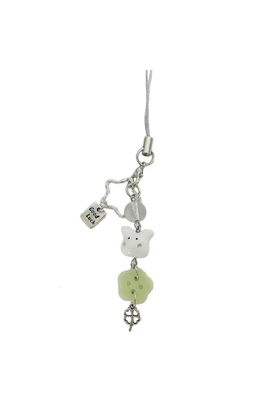 Resin Rabbit Clovers Star Key Holder Beaded Keyring for Gifts and Personal Use