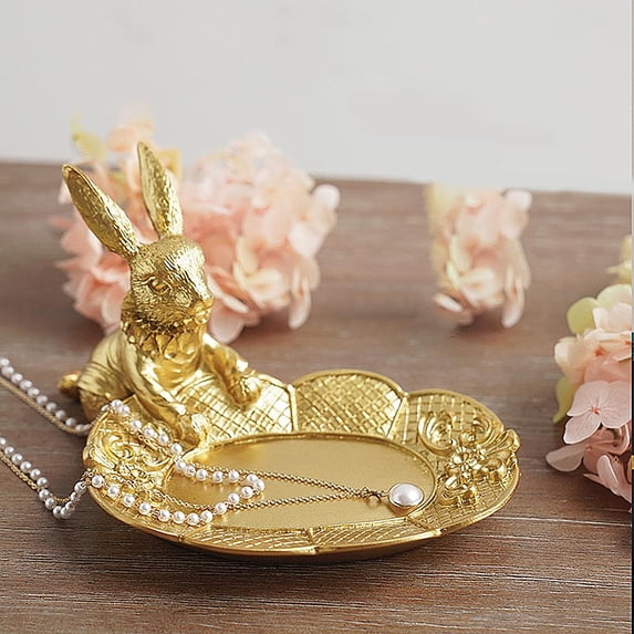 Resin Rabbit Figurine Jewelry , Organizer Storage Tray Dish for Displaying s, Bracelets, Necklaces, Ears Small Accessories