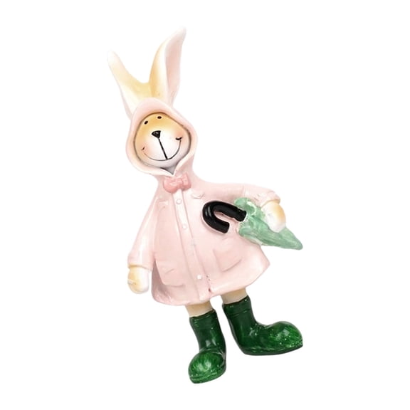 Resin Rabbits Figurine Spring Rabbits Statue Sculpture Indoor Easter Decors Moderns Art Spring Home Decors for Bookshelfs