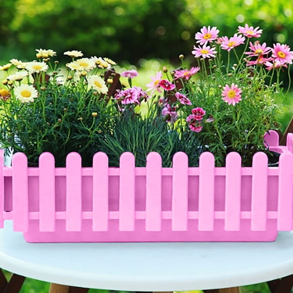 Resin Rectangular Planter Box 12.6 Inch Window Trough Flower Patio and Succulent Plant Container Thickened Gardening Planting Box, Pp Planters Growing For Flowers Vegetables Herb Pot Balcony