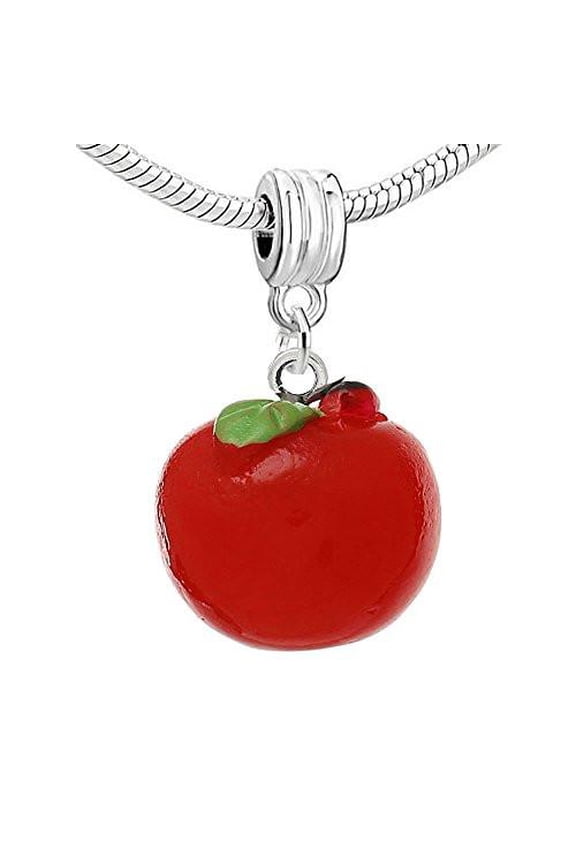 Resin Red Apple Dangle Charm Pendant For European Snake Chain Bracelet