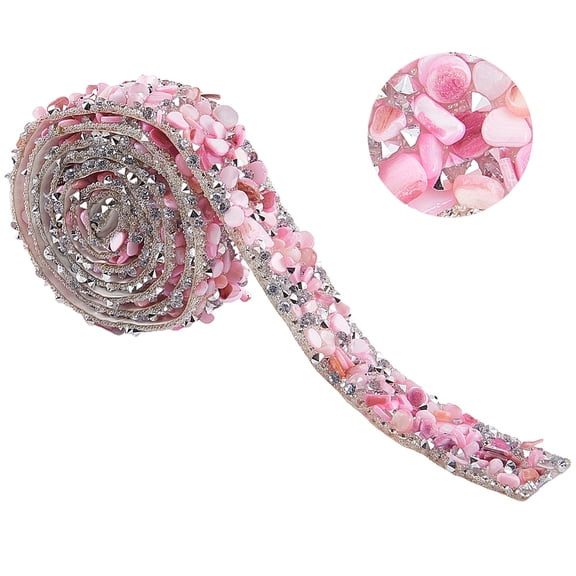 Resin Rhinestone Crystals Beaded Trim Iron On Patch Hotfix Ribbon with Adhesive Back for DIY Art Craft Sewing Light Salmon 3/4x1/4 inch(20.5x5mm) DIY
