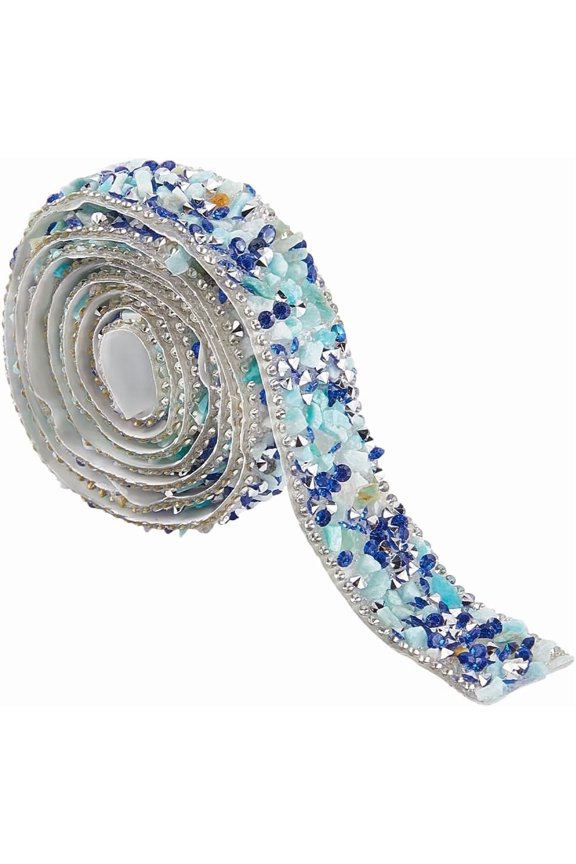 Resin Rhinestone Ribbons 20mm Cyan Bling Glitter Tape Self Adhesive Strip Sticker Diamond Ribbon Trim Roll Hot Fix Gem Stone for DIY Wedding Bridal Dress Shoes Phone Decor Brown DIY