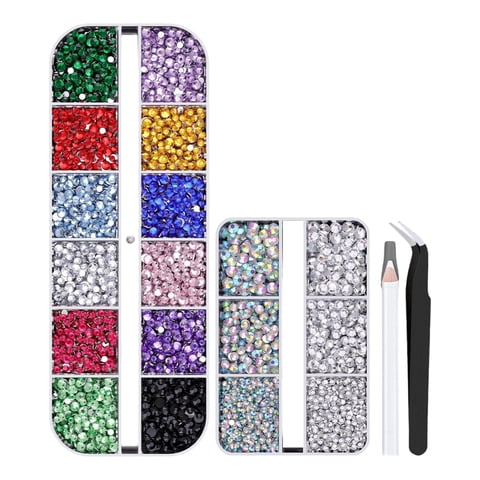 Resin Rhinestones for Bedazzling, Multicolor Flatback Gems for Diamond Art, Bedazzler Kit for Nail Art Crafting Book Makeup