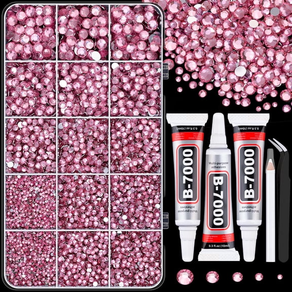 Resin Rhinestones with Tweezers for Crafting, Mixed-Color Bedazzling Crystal with Jewelry Glue for DIY Crafts Clothing Tumblers Shoes Fabric Nail Art