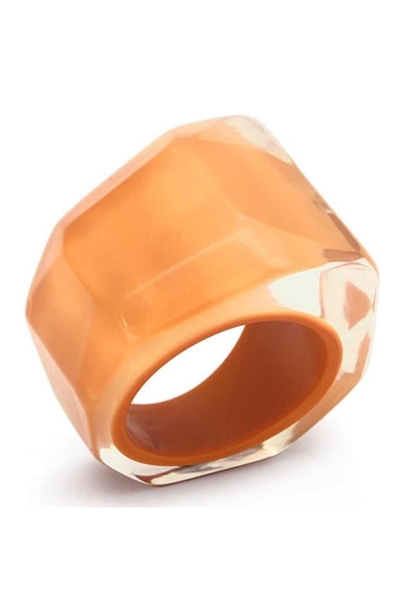 Resin Ring with No Stone, Orange - Size 8
