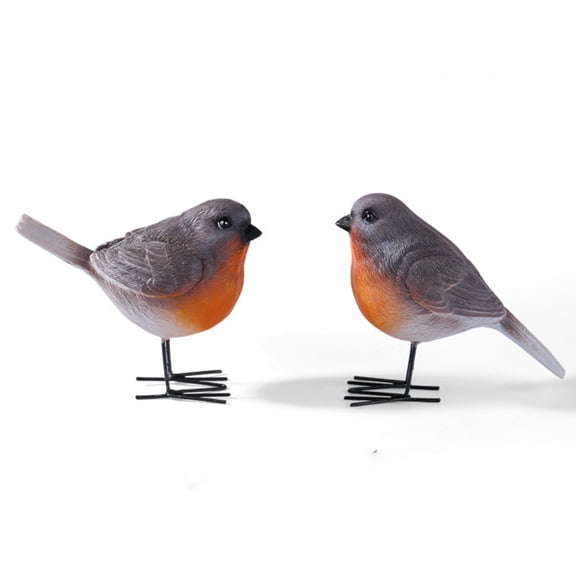 Resin Robin Bird Bonsai Mini Figurine, Micro Landscape Garden Craft Ornament, Tabletop Scene Decor for Balcony, Window Sill Greenery Layout