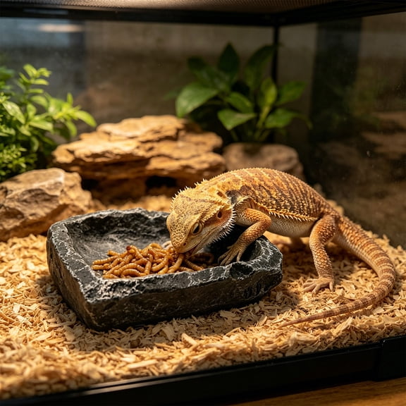 Resin Rock Reptile Feeding Bowl Turtle Lizard Water Dish Simulated Stone Food Water Container Anti Escape Terrarium Decoration Durable Easy Clean Reptile Habitat Feeding Station