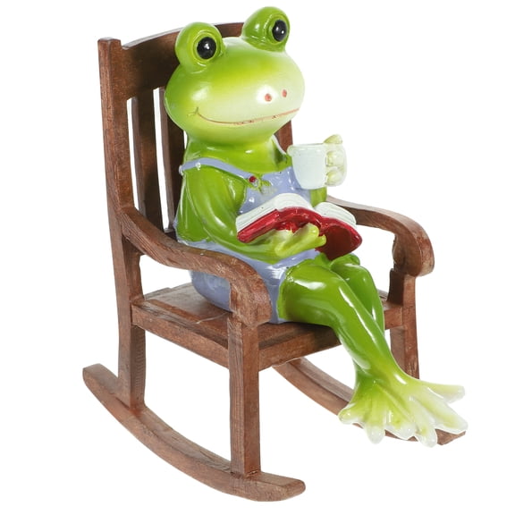 Resin Rocking Chair Animal Model Adornments Aestechtic Room Decor Terrarium Frog Statues Funny