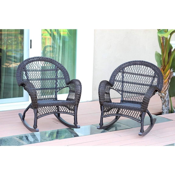 Resin Rocking Chairs Set of 2 - Espresso Outdoor Patio Furniture