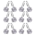 thumbnail image 1 of Resin Rose Shower Curtain Hooks - Decorative Rings with Functional Hardware for Bathroom Decor, 1 of 5
